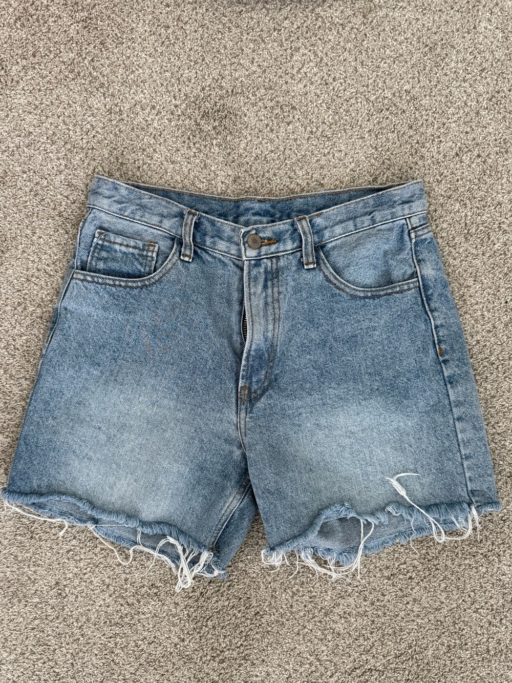 PacSun Light Blue High-Rise Distressed Denim Shorts